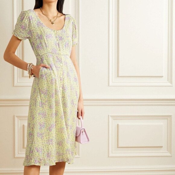 LOVESHACKFANCY Regina Crochet And Rickrack-trimmed Floral Dress SAMPLE - Picture 1 of 6